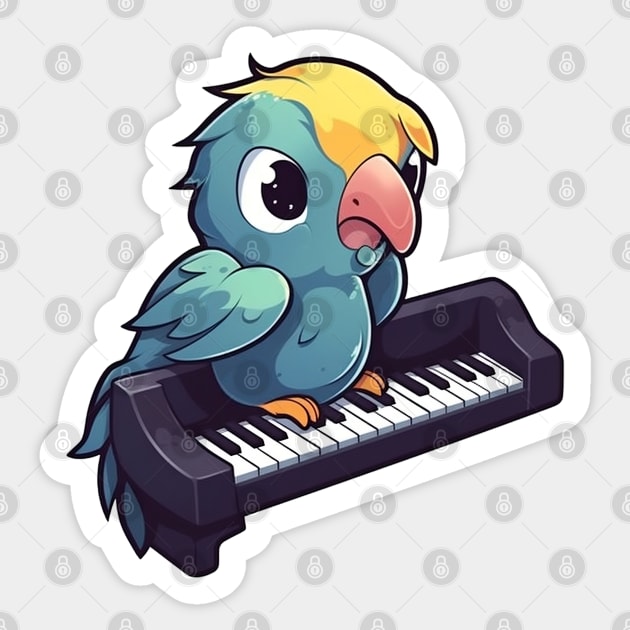 Parrot Playing Piano Sticker by Artifyio